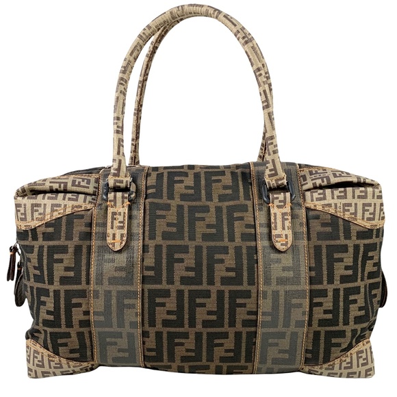 FENDI Mixed Media Boston Satchel Bag - Picture 3 of 16